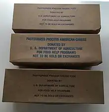 Three packages of government cheese.