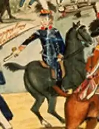 Painting of early-19th-century British soldier on a horse