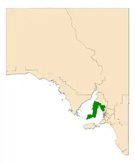 Map of South Australia with 2014 boundaries of Goyder highlighted