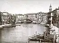 Carlo Ponti, ca. 1870, Grand Canal: Palace Tiepolo Palais Tiepolo, Pont de Rialto. Venise.  Albumen silver print with tissue and applied color (Megalethoscope slide)