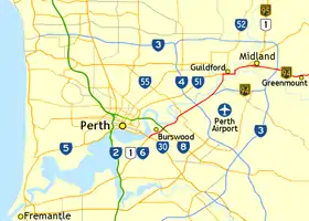 Map of roads in Perth