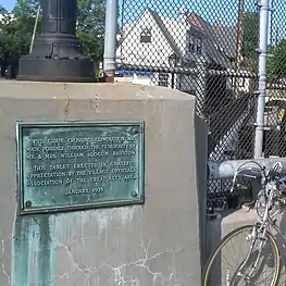 A plaque commemorating the grade crossing elimination in the Great Neck area.