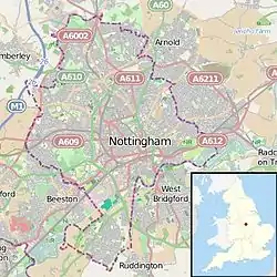 Nottingham city centre is located in Greater Nottingham