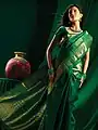 Photograph of a green brocade silk saree