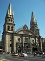 Guadalajara Cathedral, located over the Guadalajara Centro station