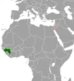 Map indicating locations of Guinea and Israel