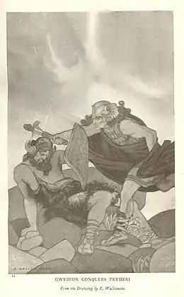 Gwydion fighting Pryderi