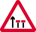 Left lane only ahead (Red bar indicates that lanes are closed)