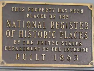 Plaque dedicating NRHP