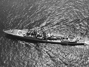 Aerial view of Blackwood-class frigate HMS Hardy (F54). 14 July 1969 (IWM HU 129855)