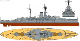 coloured diagram showing the ship's paint scheme