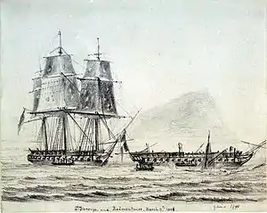 Minerve (1782) serving in the Royal Navy as HMS St Fiorenzo