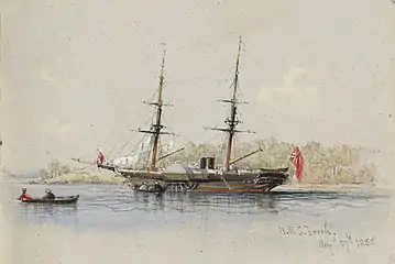 HMS Torch, Sydney. 1855, watercolour sketch by Conrad Martens