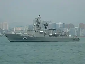 RTN frigate HTMS Naresuan FFG-421 moored in Victoria Harbour, Hong Kong