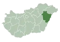 Hajdú-Bihar County within Hungary