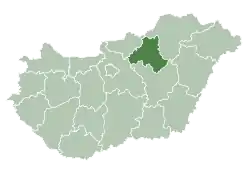 Heves County within Hungary