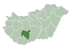 Tolna County within Hungary