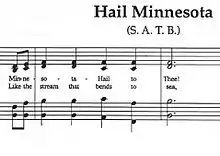 The sheet music to "Hail! Minnesota", the state's official song