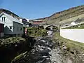 A river and a bridge in Haldórsvík