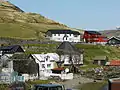 A view of Haldórsvík,with the church at centre