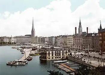 Image 8Hamburg's central promenade Jungfernstieg on River Alster in 1900 (from History of Hamburg)