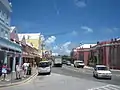 Hamilton's Front Street from street level shows many of the architectural features mentioned in the article.