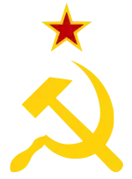 The hammer and sickle symbol used with the red star used as a symbol of Soviet Union.