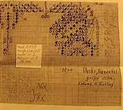 Hand-drawn chart made by Niebling circa 1963. Later published as pattern 418/43 "Filigrane Spitzenblüte" by Burda