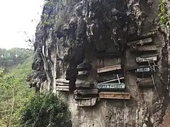 Hanging coffins in Echo Valley