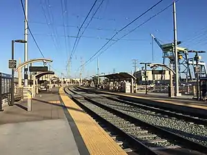 The platforms at Harborside station, 2019