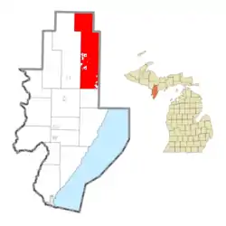 Location within Menominee County and the state of Michigan