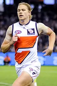 Harry Himmelberg in 2017 as 6 ft 4 in (194 cm) Giants forward