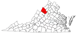 Location of the Harrisonburg Metropolitan Statistical Area in Virginia