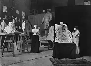 The sculptor Harro Magnussen at work in his workshop; reprinted in 1898 in the Berliner Leben. Zeitschrift für Schönheit & Kunst