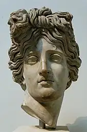 A Roman copy of the Head of Apollo of the Belvedere in the British Museum