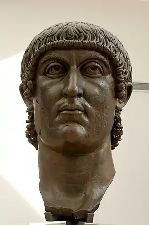 Image 12Head of Constantine the Great, part of a colossal statue. Bronze, 4th century, Musei Capitolini, Rome. (from Culture of ancient Rome)