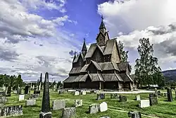 View of the historic Heddal Stave Church