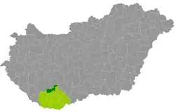 Hegyhát District within Hungary and Baranya County.