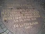 Commemorative plaque for Luther