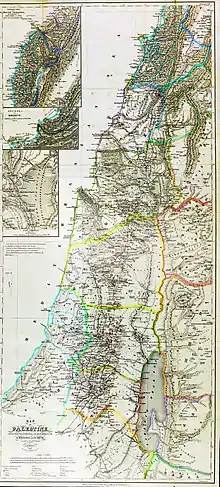 A detailed map of Palestine from the 19th century