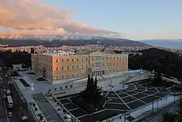 Aerial photograph of the Old Royal Palace from the Hotel Grande Bretagne.