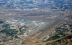 Aerial view of Helsinki Airport, located in Lentokenttä, Vantaa