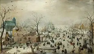 Winter Landscape with Ice Skaters (1608)