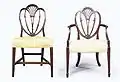 Mahogany chairs in the Hepplewhite style, made circa 1790