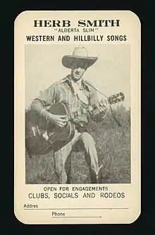 Herb Smith "Alberta Slim" Western and Hillbilly Songs.