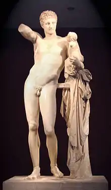 Hermes bearing the infant Dionysus, by Praxiteles