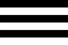 A flag with six horizontal stripes, alternating between black and white