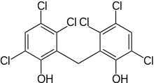 Skeletal formula of hexachlorophene