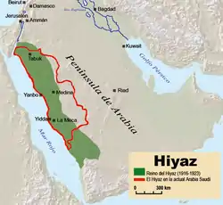 Map with the kingdom in green and the current region in red.