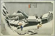 Utagawa Hiroshige, Nuit de neige à Kambara